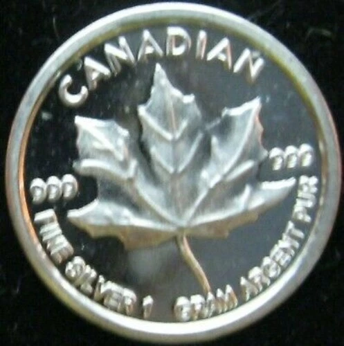 Canadian Maple Leaf - 1 GRAM GR G .999 Fine Pure Solid Silver Bullion Round