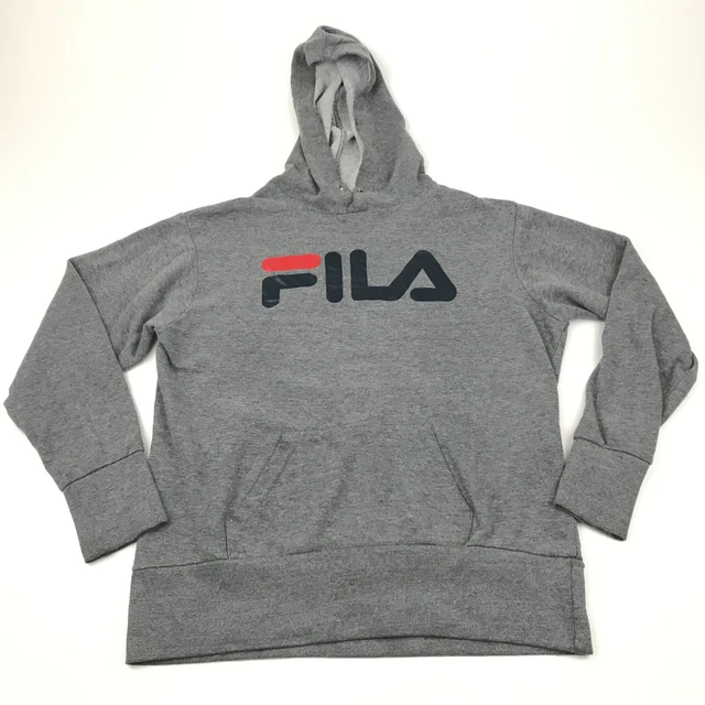 FILA Maglione Felpa con Cappuccio Ragazzi Taglia XL Grigio Manica Lunga Bambini