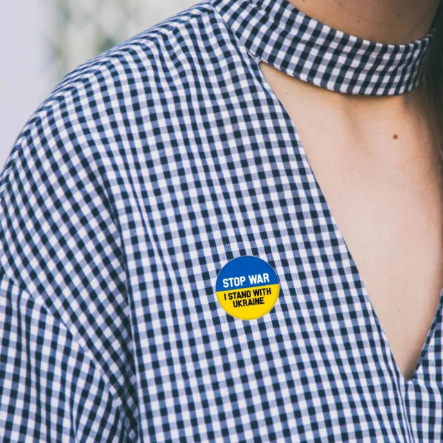 LF# Ukraine Ukrainian Map Flag Symbol Round Styles Clothes Pins 5.8cm