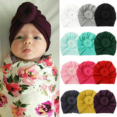 Newborn Baby Kids Turban Bowknot Head Wrap Infant Girls Indian Beanie Hat Comfy
