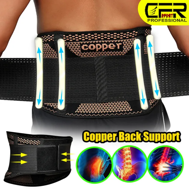 Copper Lumbar Waist Support Brace Belt Lower Back Pain Relief for Men Women