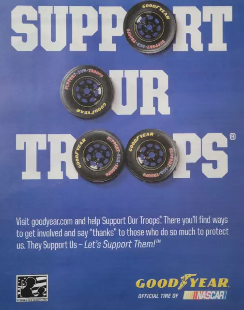 Goodyear Tires NASCAR "Support Our Troops" 2010 Ad ESPN Mag 10x12"