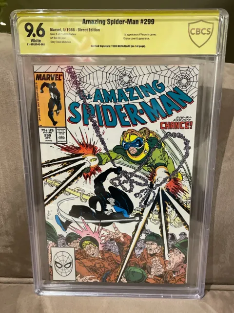 Amazing Spider-Man #299 CBCS 9.6 NM+ Signed SS by Todd McFarlane Venom Cameo