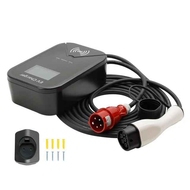 EV CHARGER WALLBOX Type 2 32A 22KW CEE 3-Phase Plug Charging Station EV ...