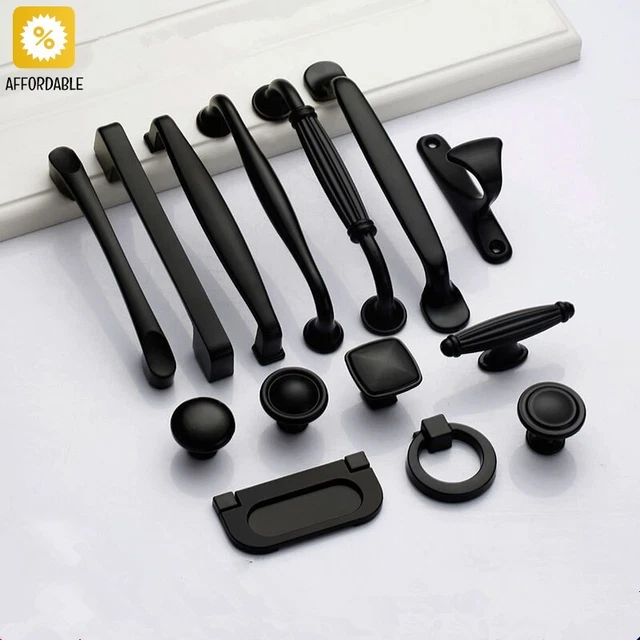 Cabinet Knobs Drawer Furniture Handles Door Pull Hardware Cupboard Handle Black