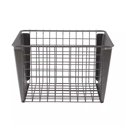 Macklin, Stamped Steel & Wire Basket for Closet & Cubby Storage Vintage-Inspi... 3