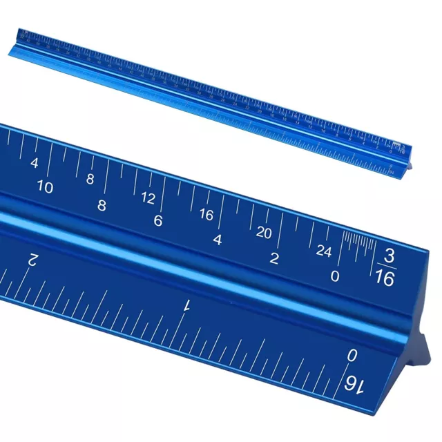 WEN ME333R 12 in. Aluminum Triangular Architect Ruler with Laser-etched Imperial Drafting Scales