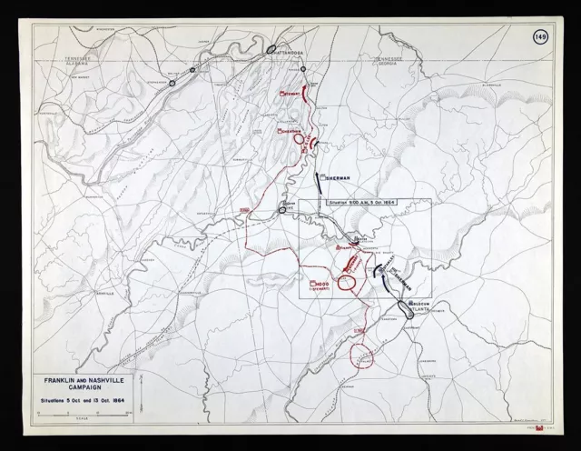 West Point Civil War Map Resaca Allatoona Marietta Atlanta Georgia Battles 1864