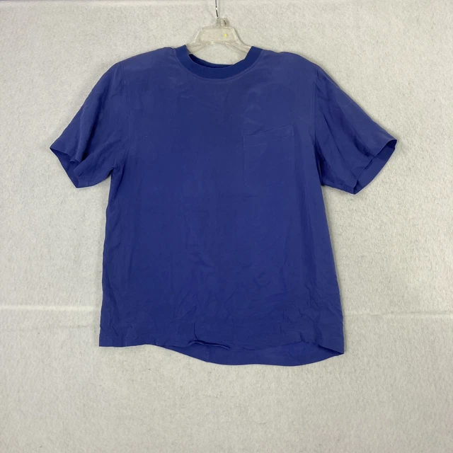 Carole Little VTG Silk Blouse 90's 100% Silk Boxy Blouse Size 14 Periwinkle Blue