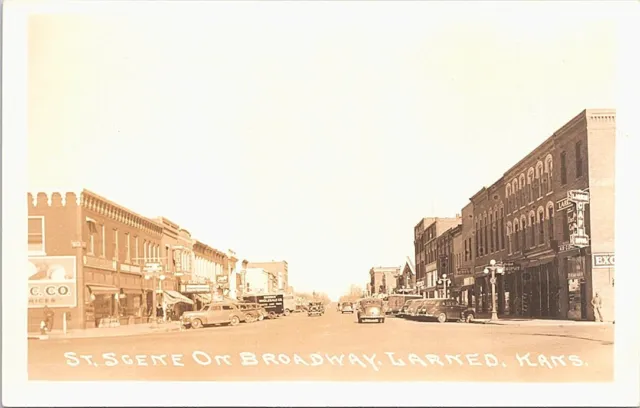 RPPC Larned Kansas Street Scene Broadway 1940s