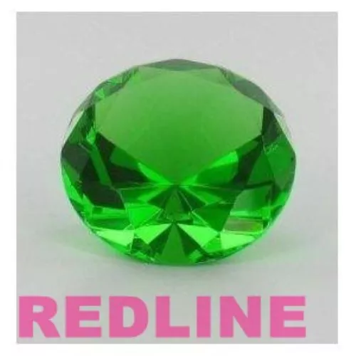 Round Crystal Diamond Paperweight Decor Dark Green (3.25'' / 80 mm)