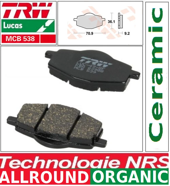 Kit De Plaquettes De Frein TRW MCB735 Organic Allround - Compatible RIEJU NKD 2003-2010 (arrière) Et Autres Motos - 9