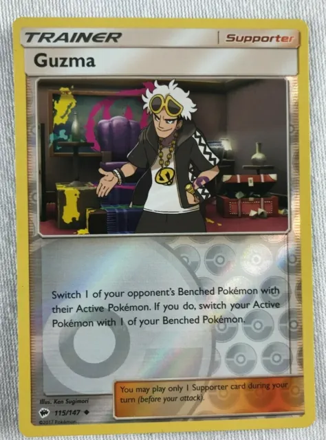 Guzma Reverse Holo 115/147 Pokemon SM Burning Shadows Card NM Uncommon Trainer