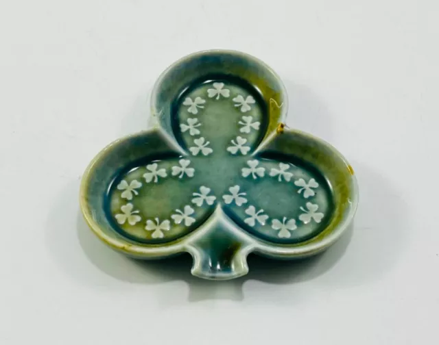 Vintage Wade Irish Porcelain Shamrock 3 Leaf Clover Trinket Dish 3.5"