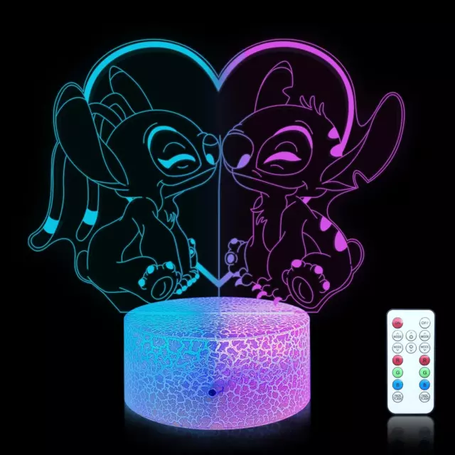 Lilo & Stitch - Lampe De Chevet 3D Avec Lumières LED Acryliques RVB À Couleurs C