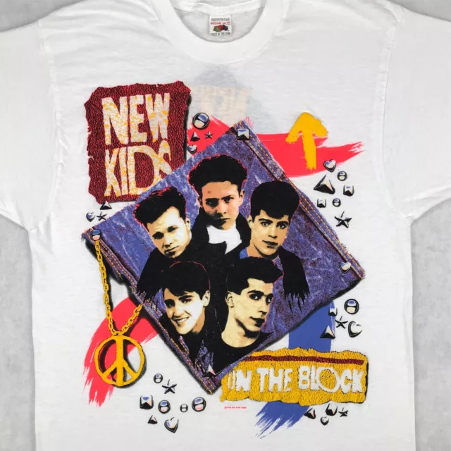 vintage 1990 NEW KIDS ON THE BLOCK CONCERT T-Shirt XS/S rock single stitch 80s