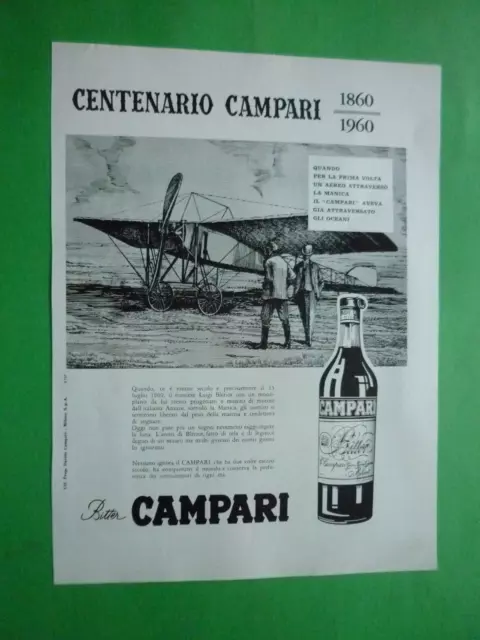 BITTER CAMPARI l'aperitivo CENTENARIO 1860-1960 Originale Pubblicita' vintage