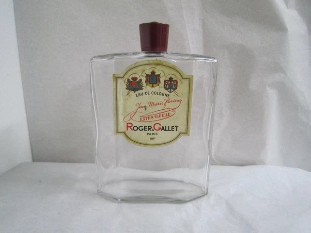 Flacon Vintage Roger & Gallet - Eau De Cologne Femme 1 Litre, Verre, France