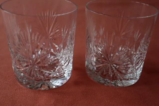 2 Vintage Edinburgh Crystal "Star of Edinburgh" Tumbler/Whisky Glasses 8cm tall