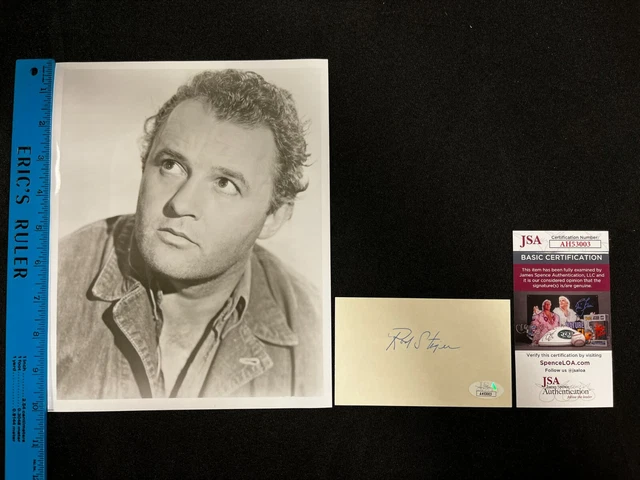 Rod Steieger actor hand signed autographed 3x5" Index Card JSA COA AA 11923