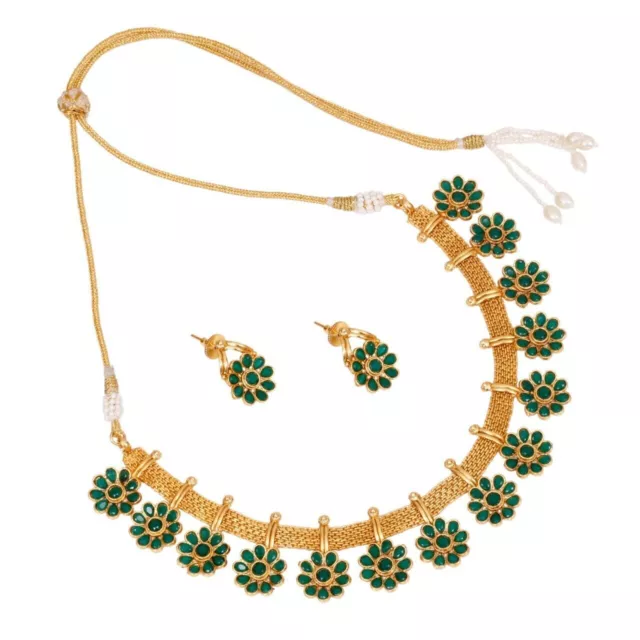 Set di gioielli da donna con orecchini e orecchini verdi Kundan di moda...