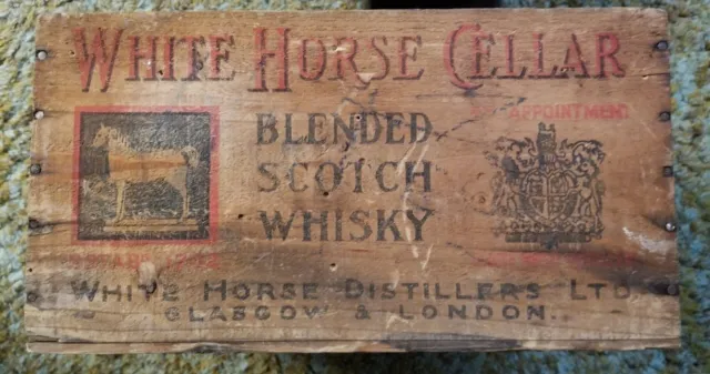 Vintage White Horse Cellar Scotch Whiskey Wood Crate London / Advertising SIGN