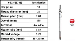 1 X Ngk Glow Plug Vaux Astra/Frontera/.Omega/Vectra/Signum/Saab 9-3