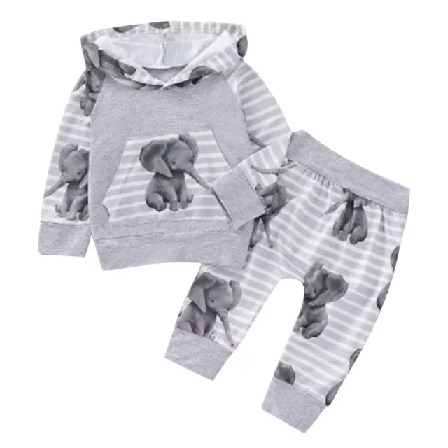Newborn Baby Boys Tracksuit Hooded Tops Pants Trousers Outfits Clothes Set