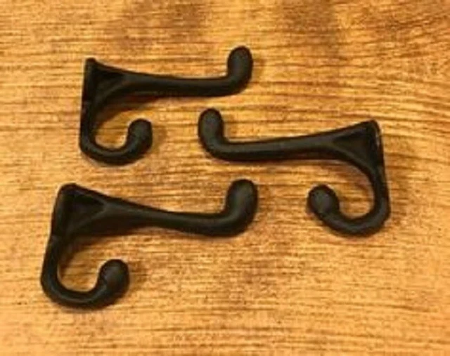 Double Acorn Wall Hooks Cast Iron Black 3" Deep 2" tall (Set of 3) 0170-531705B