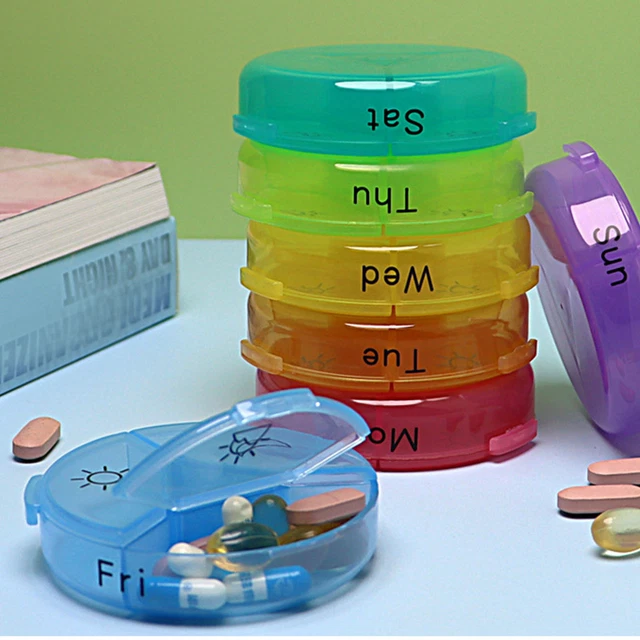 Caja de medicina semanal negra y 7 colores 21 compartimentos buen sellado portátil