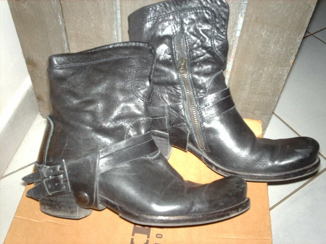 Boots Bottines IKKS modèle MORENA cuir noir Pointure 37 quasi neuves