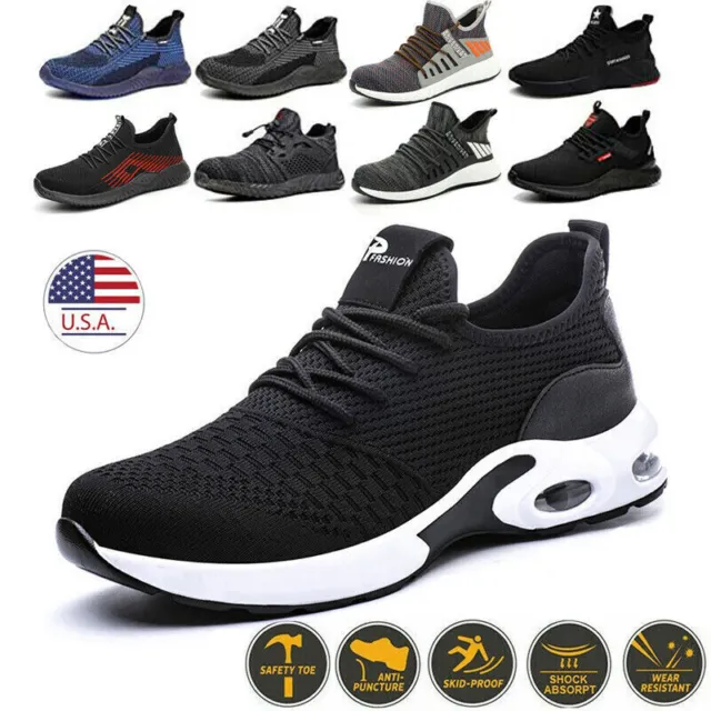 Indestructible Safety Work Shoes Steel Toe Breathable Work Boots Mens Sneakers *