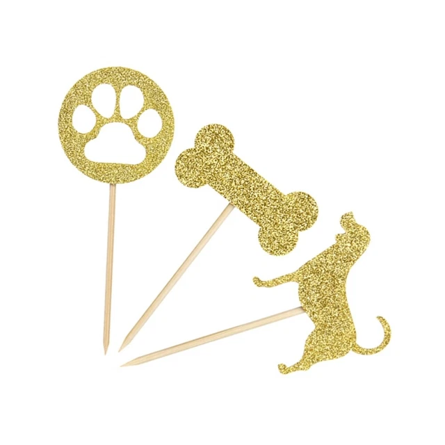 12 Pcs Birthday Toppers Cakes Cake Decor Footprint Dog Ingredients Decorate Man
