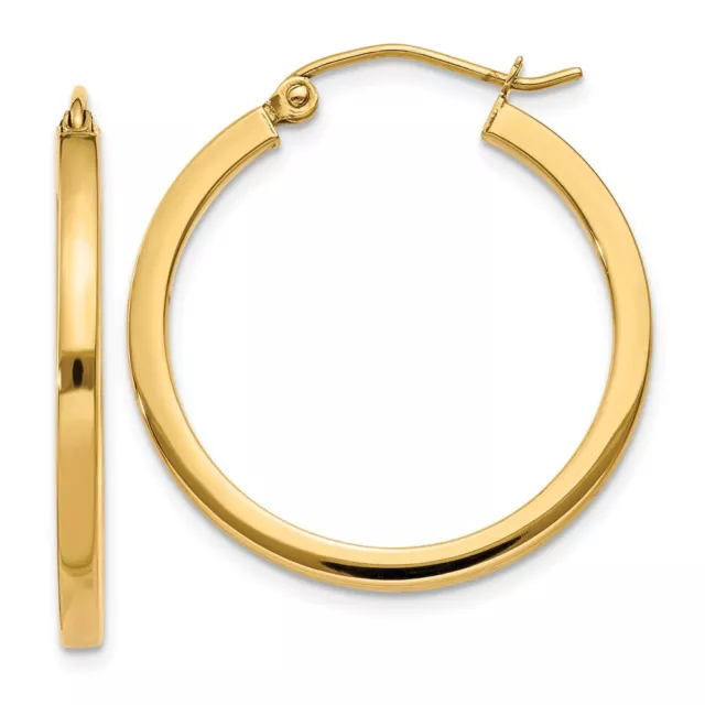 25MM 10K YELLOW Gold 2mm Square Tube Hoop Earrings 10T1077 $163.95 ...