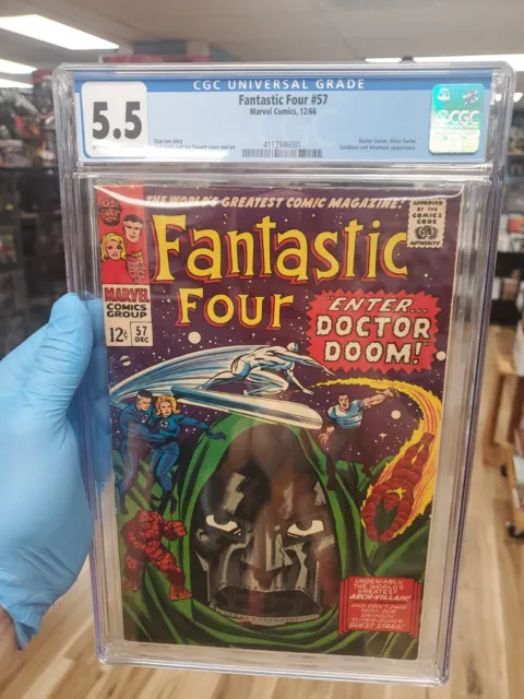 Fantastic Four #57 CGC FN- 5.5 Off White Doctor Doom Silver Surfer Appearance