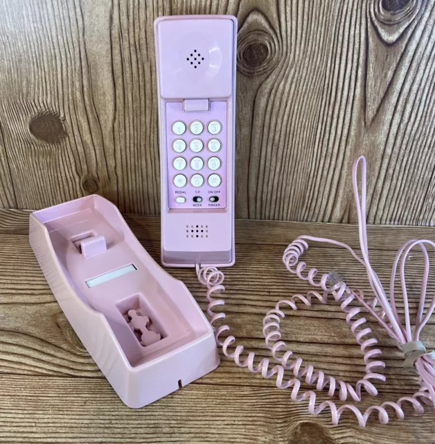 Vintage 80s 90s  Webcor Pushbutton Corded Pink Telephone 740SW