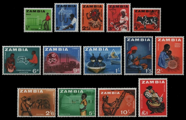 Sambia 1964 - Mi-Nr. 1-14 ** - MNH - Freimarken / Definitives