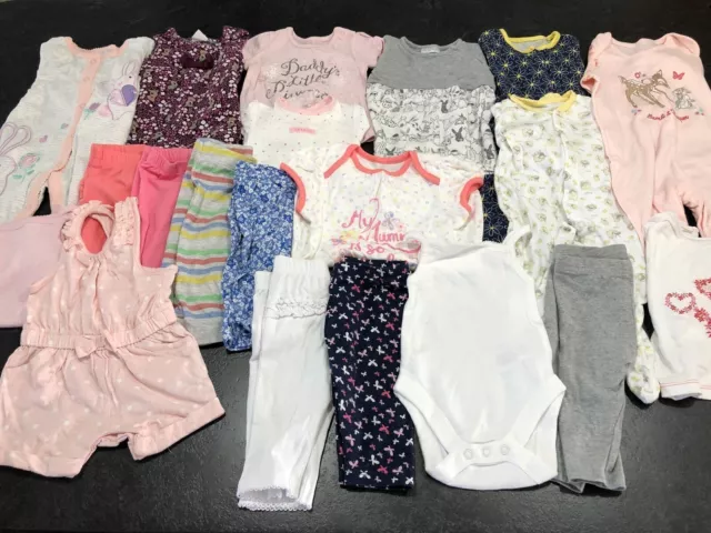 Grande pacchetto di vestiti per bambine 0-3 M abiti tufferi top e leggings 20 articoli