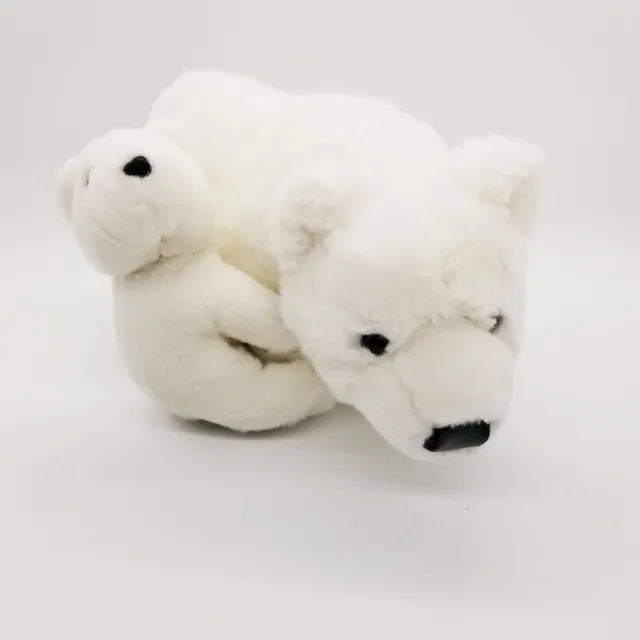 Polar Bear and Cub Plush White 14" Huggable Clean