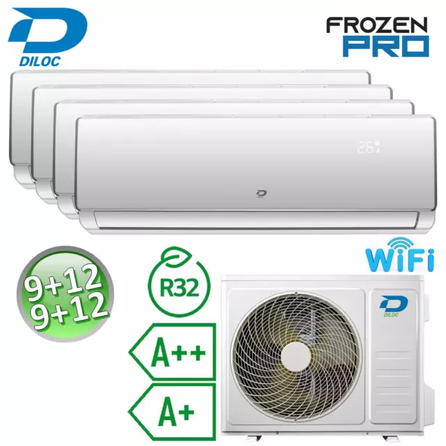 3S CLIMATISEUR QUADRI SPLIT 2,5+2,5+3,5+3,5 Kw R32 A++/A+ DILOC FROZEN PRO WIFI