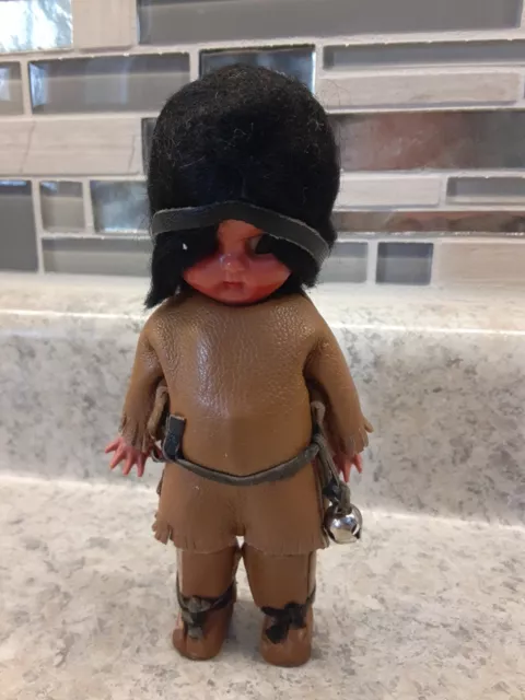 Vintage Native American 6" Boy Doll W/Sleepy Eyes & Rattle Inside