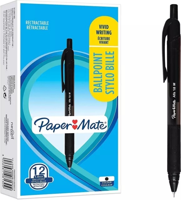 PaperMate Ballpoint 1-60 Pens High Quality Medium Ball Point Capped Black 1.00m