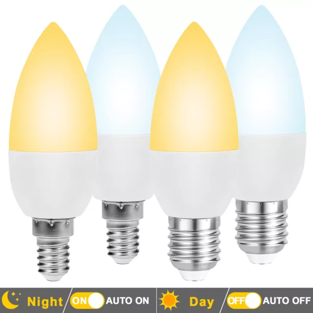 E14/E27 LED Night Light Bulbs Candelabra Dusk to Dawn Sensor Outdoor Yard Light