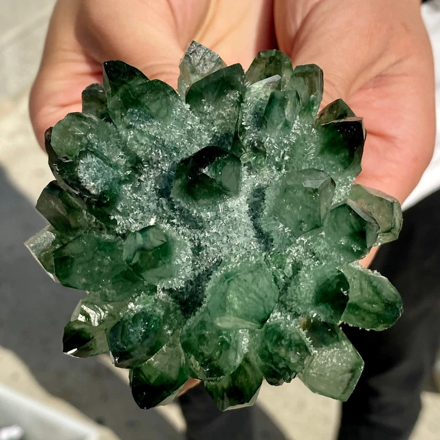 420G New Find Green Phantom Quartz Crystal Cluster Mineral Specimen Healing