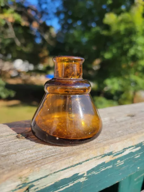 Vintage Carter's #5  Amber Brown Cone Shaped Early Cork Style Ink Bottle