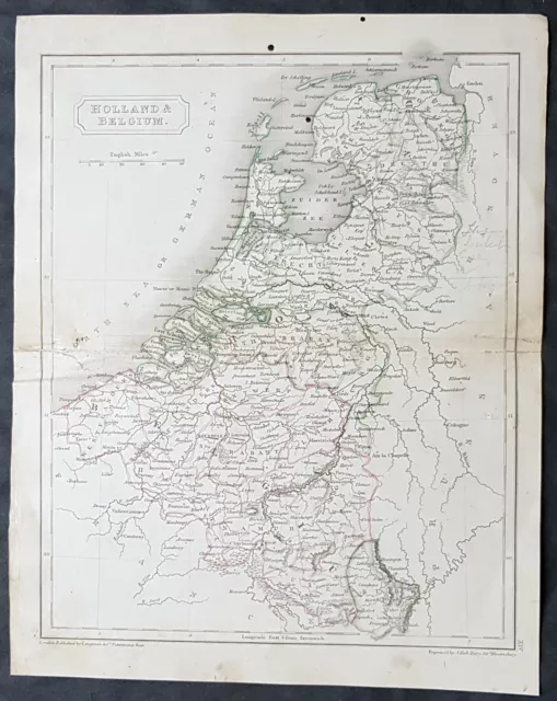 1825 Sydney Hall Antique Map of Holland & Belgium