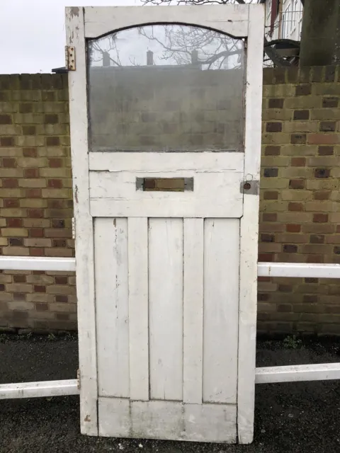 Reclaimed Old 1930s Art Deco Timber Wooden Edwardian Georgian Front Door 10