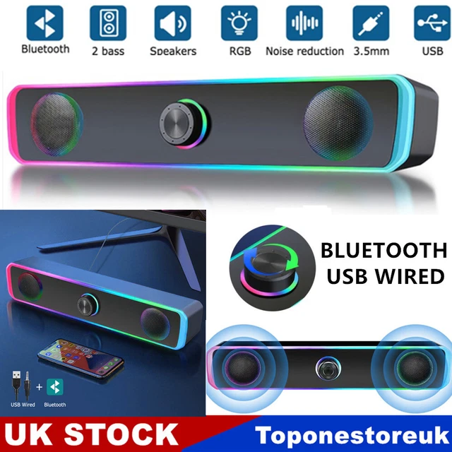 USB BLUETOOTH SPEAKERS Computer Speaker Gaming Sound Bar For PC Desktop