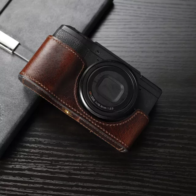 Genuine Leather Camera Bag Half Body For Ricoh GRII GRIII GRIIIX GR2 GR3 GR3X 10
