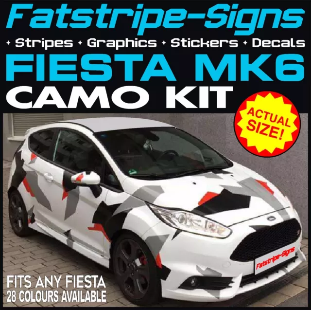 to fit FORD FIESTA MK6 GRAPHICS CAMO STICKERS DECALS BONNET ROOF ST ZETEC RS
